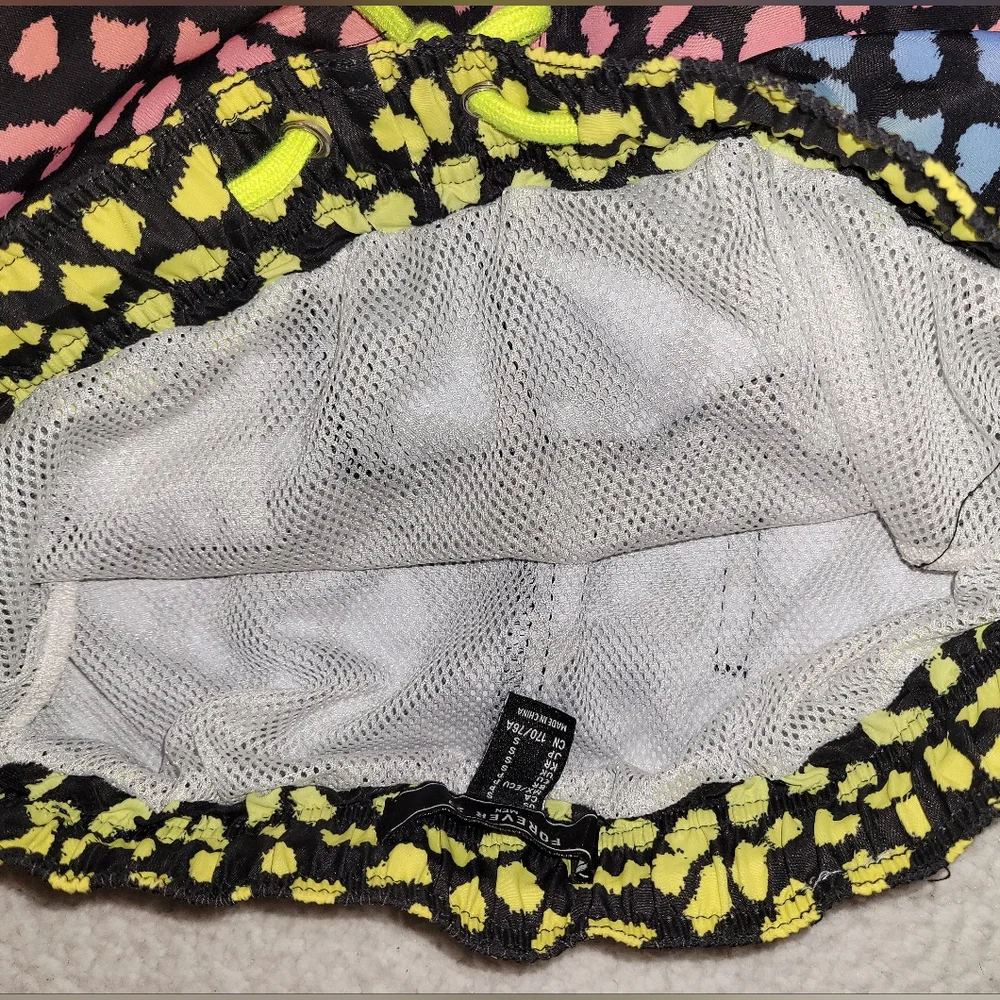 Forever 21 Men's Rainbow Cheetah Print Lined Swim Suit Board Shorts Size Small